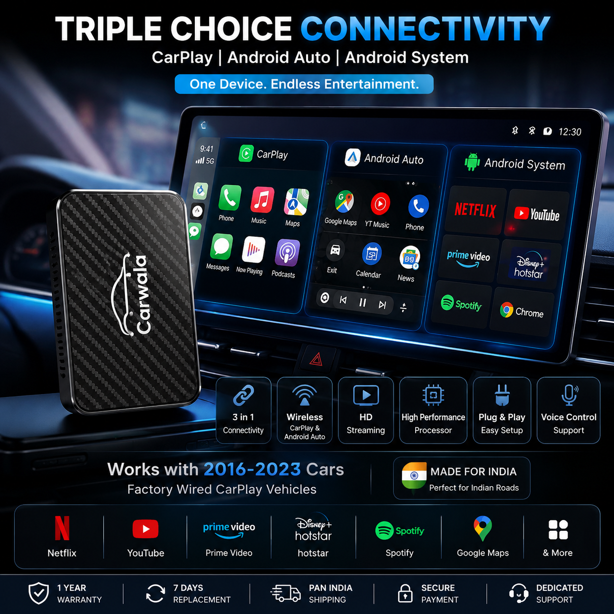 All New Carwala Carplay/Android Auto Device