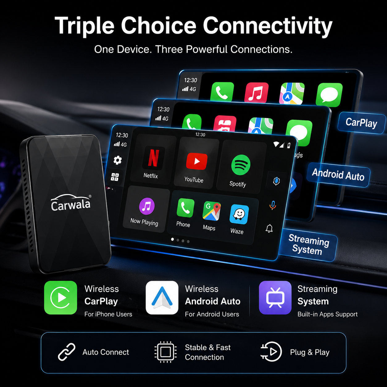 All New Carwala Carplay/Android Auto Device